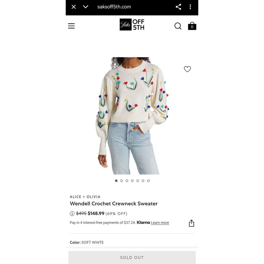 Alice+Olivia Wendell crochet colorful flower sweater - Picture 2 of 9
